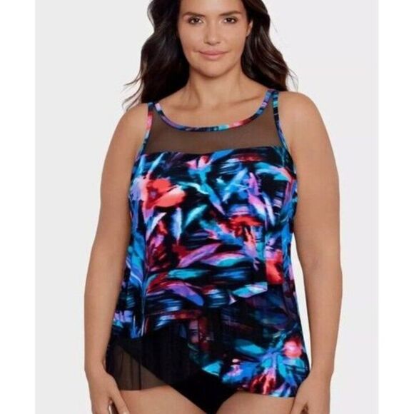 MIRACLESUIT MULTI‎ COLOR MESH CROSSOVER SLIMMING ILLUSIONISTS MIRAGE TANKINI  10 - Picture 1 of 10